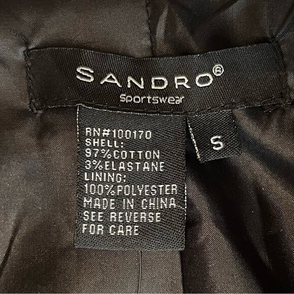 Sandro Black Neutral Minimalist Academia Belted Jacket NWT Size S - Picture 9 of 13